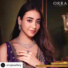 A beautiful shot of Femina Miss India Himachal Pradesh, Nikeet Dhillon, for ORRA Jewellery. The purple tones in the eyeshadow were chosen to harmonize with her outfit and the tanzanite stones in the jewellery.