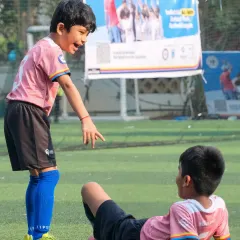 This moment of sportsmanship between two young players captures the heart of our academy. We teach our players that football is more than a game; it's about respect, friendship, and building character.