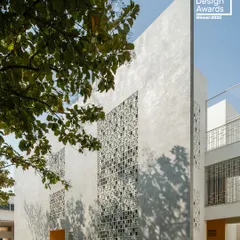 Another view of the award-winning Vidyashilp Academy. The project's success is a result of our focus on creating passive, climate-responsive habitats that enhance the well-being of students and staff.