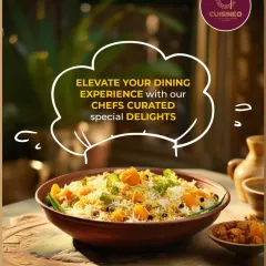 We specialize in creating special delights that elevate your dining experience. This beautifully presented rice dish is an example of how our chefs combine flavor, texture, and artistry in every bowl.