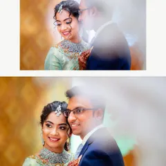 A soft, romantic portrait of the couple, shot through a sheer fabric to create a dreamy effect. We use creative techniques to make your reception photos unique.