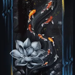 Art can bring so much peace and positivity into a home. My "Under the Lotus Moon" painting is made with Vastu principles in mind, featuring koi fish for good fortune and lotus flowers for purity. This piece is perfect for adding a serene and meaningful touch to your living room or office.