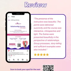 We are so grateful for the heartfelt feedback from our workshop participants. This review highlights the interactive and introspective nature of the course, where ancient sutras are shared through storytelling and group activities.