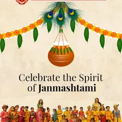 This graphic celebrates the spirit of Janmashtami at our school, featuring our students dressed in traditional attire. We aim to bring our culture to life through vibrant and joyful celebrations that involve the entire school community.