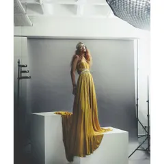 A full-length studio shot where the lighting equipment is visible. This image demonstrates my technical setup and how I use tools like octaboxes to create soft, flattering light for fashion portraits.