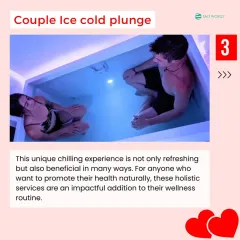 Our couple's ice cold plunge is a unique and refreshing experience to share with a loved one. This holistic service is an impactful addition to any wellness routine and makes for a memorable, healthy date.