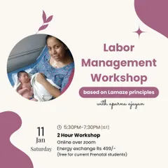 Our Labor Management workshop is based on Lamaze principles and is perfect for the third trimester. I highly recommend partners join, as they play such an important role in labor.