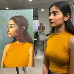 This is the final result of a live portrait session. It shows the incredible likeness we can achieve by learning to see light, shadow, and form. In my portrait classes, I guide you step-by-step to capture this kind of magic on canvas.