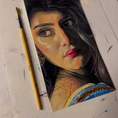 Another angle of the finished portrait, showing the rich colors and realistic details I can achieve with acrylics.