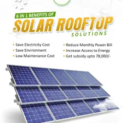 Our rooftop solar solutions offer six key benefits in one package. You can save on electricity costs, reduce your monthly power bill, and get a government subsidy of up to ₹78,000, making it a smart financial decision.