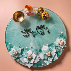 The complete custom resin pooja thali, ready for the festive season.