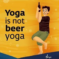 We often clarify misconceptions about what yoga is. This graphic addresses a modern trend, reminding us that yoga means "union." It is an intimate process of aligning with the cosmic geometry, where there is no room for external substances like alcohol.