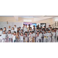 This is what success looks like. We love celebrating our students' hard work and progress with certificates and trophies at our belt promotion events.