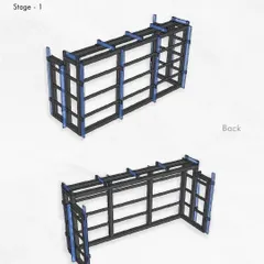 A view of the front and back of the initial framework.