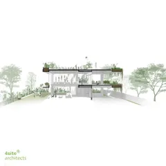 This sectional diagram of the "House of Greens" illustrates the core concept: making the landscape accessible at every level. These drawings are crucial tools for communicating the design intent.