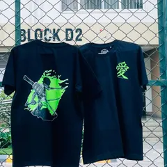 This is one of my favorite custom T-shirt orders, featuring a vibrant anime design. I offer printing on both the front and back, so you can have a small detail like the Japanese symbol for "love" on the front and a full graphic on the back, as shown here.