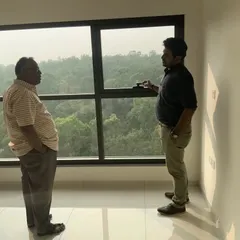 Our Principal Architect conducting a quality inspection for a client's apartment before handover from the builder. We provide consultation services to ensure the final product meets all quality and design standards.