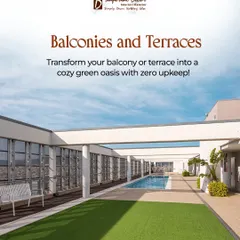 You can transform a concrete balcony or terrace into a cozy green oasis with zero upkeep. This poolside terrace uses our artificial grass to create a soft, clean, and inviting environment.