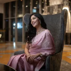 Milana Nagaraj looking radiant and happy in her custom Kalasthree ensemble.