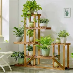 Our multi-tiered bamboo planter stand is also a versatile shelving unit. It's perfect for displaying plants, books, or decor items, and its lightweight design is easy to assemble and move.