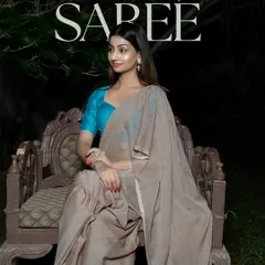 She wore a plain saree and still turned heads. My Slate Serenity Saree proves that when the saree speaks softly, the impact is louder. A truly timeless style.