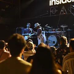 On stage at Fandom, one of our favorite venues in Bangalore. The energy from a packed house like this is electric, and we feed off it all night long.