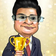 A close-up of a digital award caricature. I can create these for your team members, celebrating their achievements with a fun and personal touch that they'll proudly display.