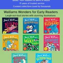 Get ready for laughter and learning with David Walliams' early readers. These laugh-out-loud stories, like "The First Hippo on the Moon," are filled with humor and bold illustrations, making them perfect for children just beginning their reading journey.