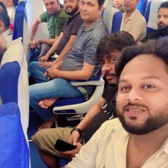 On a flight with the band for a show with Ankit Batra. We travel all over the country to perform at various events.