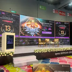 A view of the grand stage setup for the B2B Jewellery & Gem Exhibition before the proceedings began.
