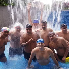 It's never too late to learn. Here is one of my adult swimming batches enjoying a session. I create a fun, supportive group environment where you can learn at your own pace and build your confidence in the water.