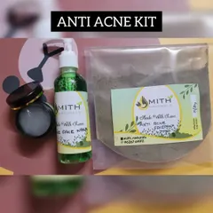 My complete Anti-Acne Kit, which includes the face wash, gel, and face pack. I created this set to work together to gently control oil, clear up breakouts, and soothe troubled skin without any harsh chemicals.