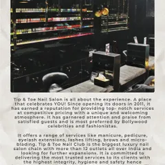 My salon is all about the experience, a place that celebrates you. Since 2011, I've been providing top-notch services in a welcoming atmosphere, using high-end products and ensuring the highest standards of hygiene.