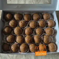 I created these special Anjeer and Dryfruit Laddoos for a toddler. The dry fruits are finely sieved and mixed with a soft anjeer (fig) paste, making them easy for little ones to eat and digest.