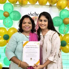 It's a proud moment for me to present a certificate of completion to another talented student. She successfully finished the full Basic to Bridal course and is now a certified mehendi artist.
