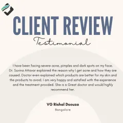 This patient, who was facing severe acne and dark spots, was very satisfied with the treatment and the detailed explanation of what products to use and avoid.