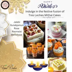 My festive fusion Tres Leches cakes are a perfect alternative to traditional mithai. I offer flavors like Jalebi, Gulab Jamun, Rose, Rasmalai, and Motichoor.
