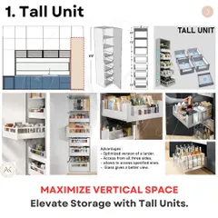 This guide shows six ways to bring style and functionality to your kitchen. This first part focuses on tall pantry units, which are perfect for maximizing vertical storage and keeping your dry goods organized and accessible.