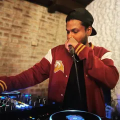 Another shot of me on the mic. This is a key part of my service for private events, birthdays, and sangeets where announcements and crowd engagement are crucial.