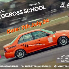 The poster for the AMSC Tarmac Autocross School. We host training sessions with champion drivers to help aspiring racers learn the fundamentals.