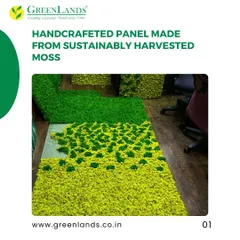 Here you can see the process of creating a moss wall. Each panel is handcrafted using sustainably harvested, preserved moss, allowing me to create intricate patterns and designs before installing them on site.