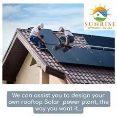 Our skilled crew is at work installing panels on a residential sloped roof. We can design and install a rooftop solar power plant exactly the way you want it, ensuring it fits your home's structure and aesthetic perfectly.