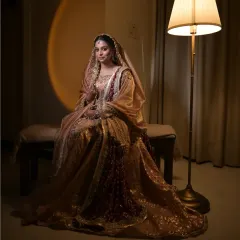 Creating a regal look for my beautiful NRI bride, Nuha. This Muslim bridal look features a flawless airbrush base with defined eyes and a soft lip, complementing her magnificent embroidered sharara. The entire look was designed to be lightweight and last through the entire nikah ceremony.