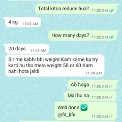 Real results from a real client. She lost 4 kgs in just 20 days by staying consistent with the personalized plan we created together. This is proof that when you show up for yourself, anything is possible.