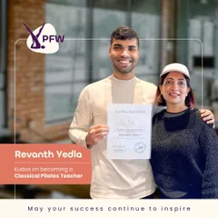 Kudos to Revanth Yedla on becoming a certified Classical Pilates Teacher. After a sports injury, he discovered the power of Pilates for rehabilitation. Now, as a teacher, he is set to inspire others with his knowledge and passion.