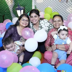 The ball pit is fun for the whole family. Moms, dads, and grandparents are always welcome to jump in and share a moment of joy with the little ones.