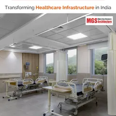 The cover of our feature in MGS Architecture, highlighting our work on the Sri Venkateswara Institute of Cancer Care & Advanced Research (SVICCAR) in Tirupati as an example of transforming healthcare infrastructure.