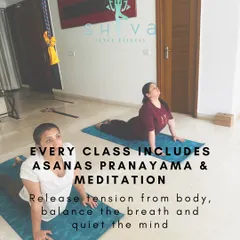 A holistic practice for complete well being. In every class, we combine physical postures (asanas) like the Bhujangasana or Cobra Pose seen here, with breathing exercises (pranayama) and meditation. This approach helps release physical tension, balance your energy, and quiet the mind.
