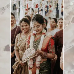 The bride smiling as she participates in a wedding ritual, surrounded by the warm smiles of her family.