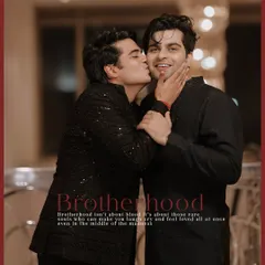 A heartwarming moment of brotherly love captured amidst the wedding festivities.